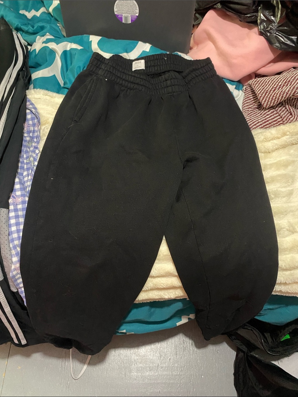 Teens Black Elastic Waist Sweatpants